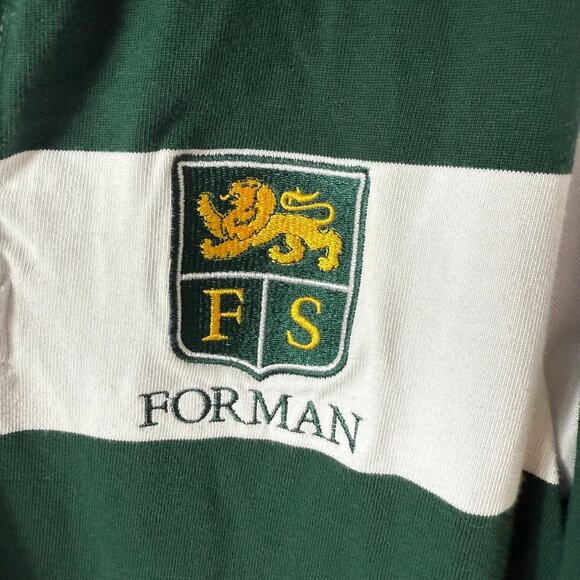 Striped Cotton Rugby Shirt Men L Prep School Green White Cotton Private School - Picture 3 of 7
